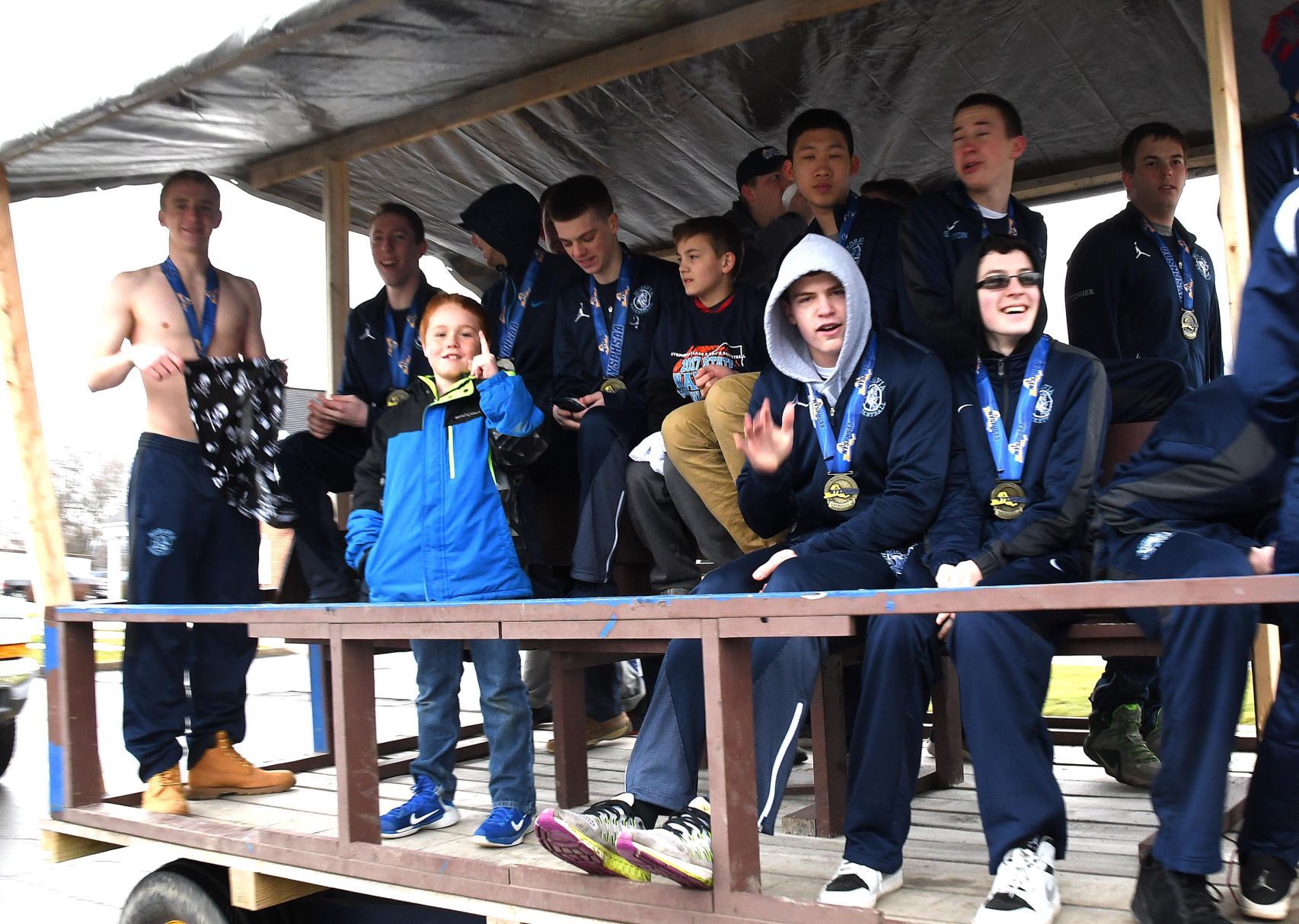 Moravia basketball celebration